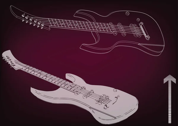 Guitarra en un Borgoña — Vector de stock