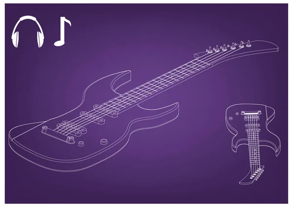 紫色的吉他 — 图库矢量图片