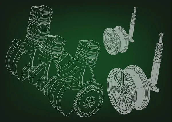 El motor del coche — Archivo Imágenes Vectoriales