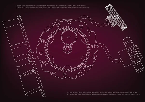 Mechanizm przekładni na burgund — Wektor stockowy