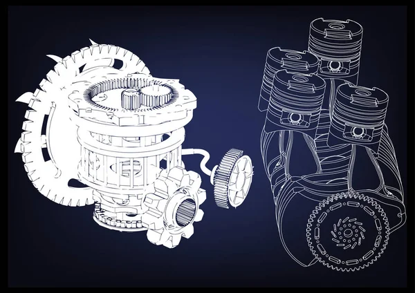 El motor del coche — Vector de stock