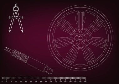 tekerlek ve darbe emici bir burgonya şarabı üzerinde