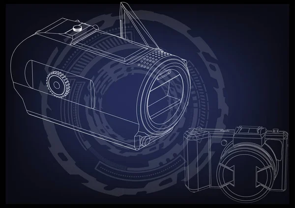 Камера на блакитному — стоковий вектор