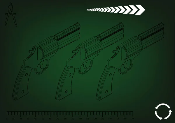 3d model of a pistol — Stock Vector