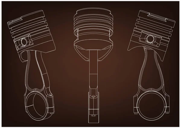 3d model of piston and gear — Stock Vector