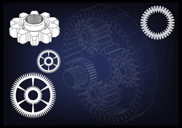 Modelo 3d del mecanismo planetario — Vector de stock