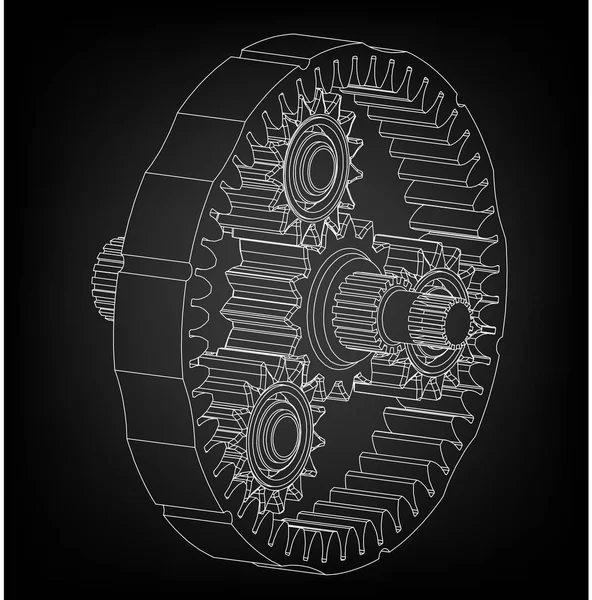 3D-Modell des Planetenmechanismus — Stockvektor