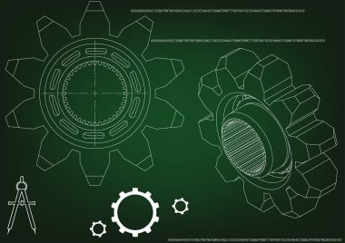 bir dişli bir yeşil 3 boyutlu model