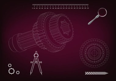 bir dişli bir burgonya şarabı üzerinde 3 boyutlu model