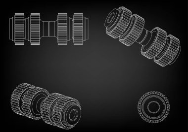bir dişli bir siyah 3 boyutlu model