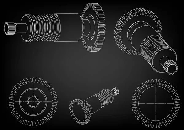 Modelo 3d de uma roda de engrenagem em um preto — Vetor de Stock