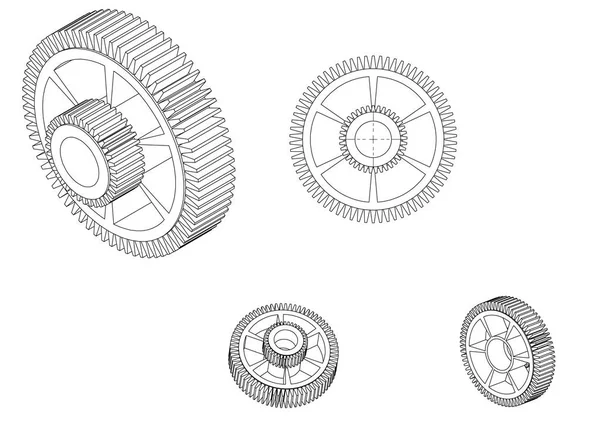 3d модель колеса на білому — стоковий вектор