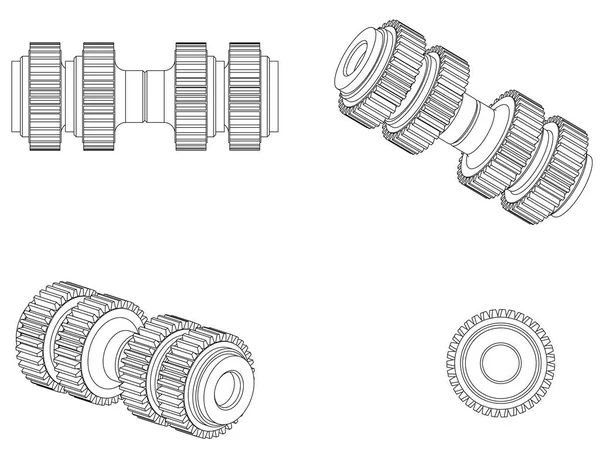 3d model of a cogwheel on a white — Stock Vector