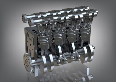 Bir gri çelik içten yanmalı motor