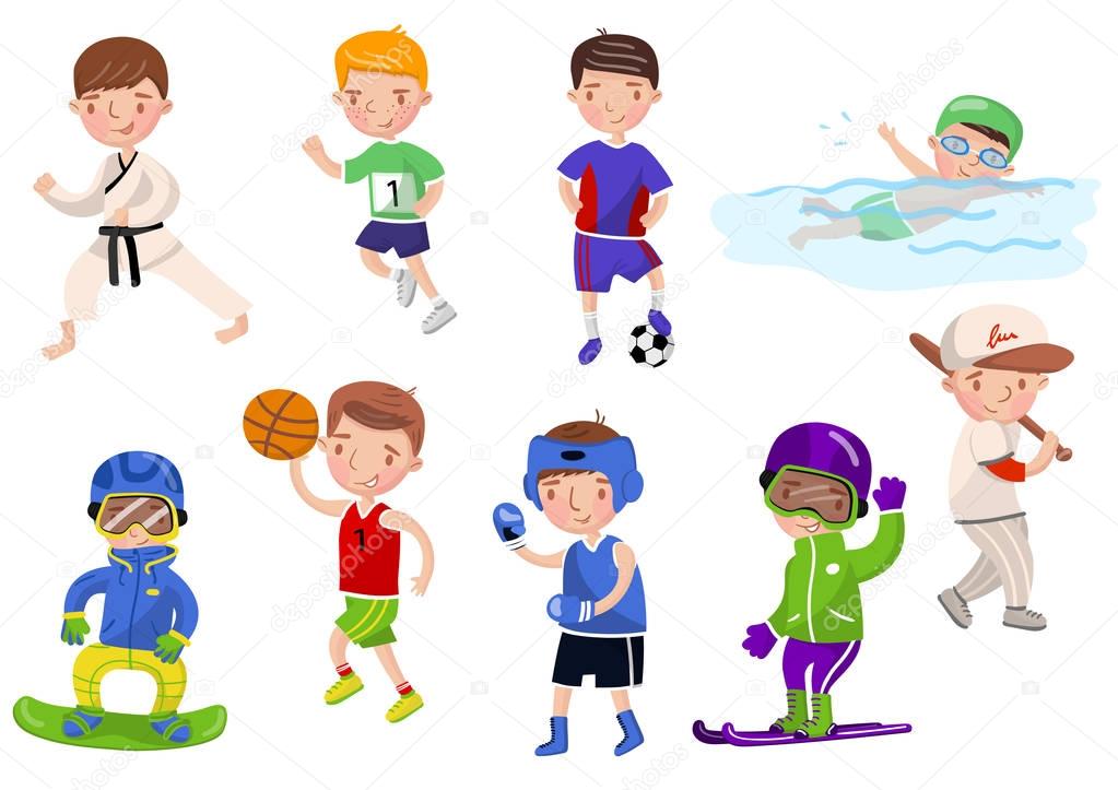 Dibujos haciendo deportes Los niños hacer ejercicio y