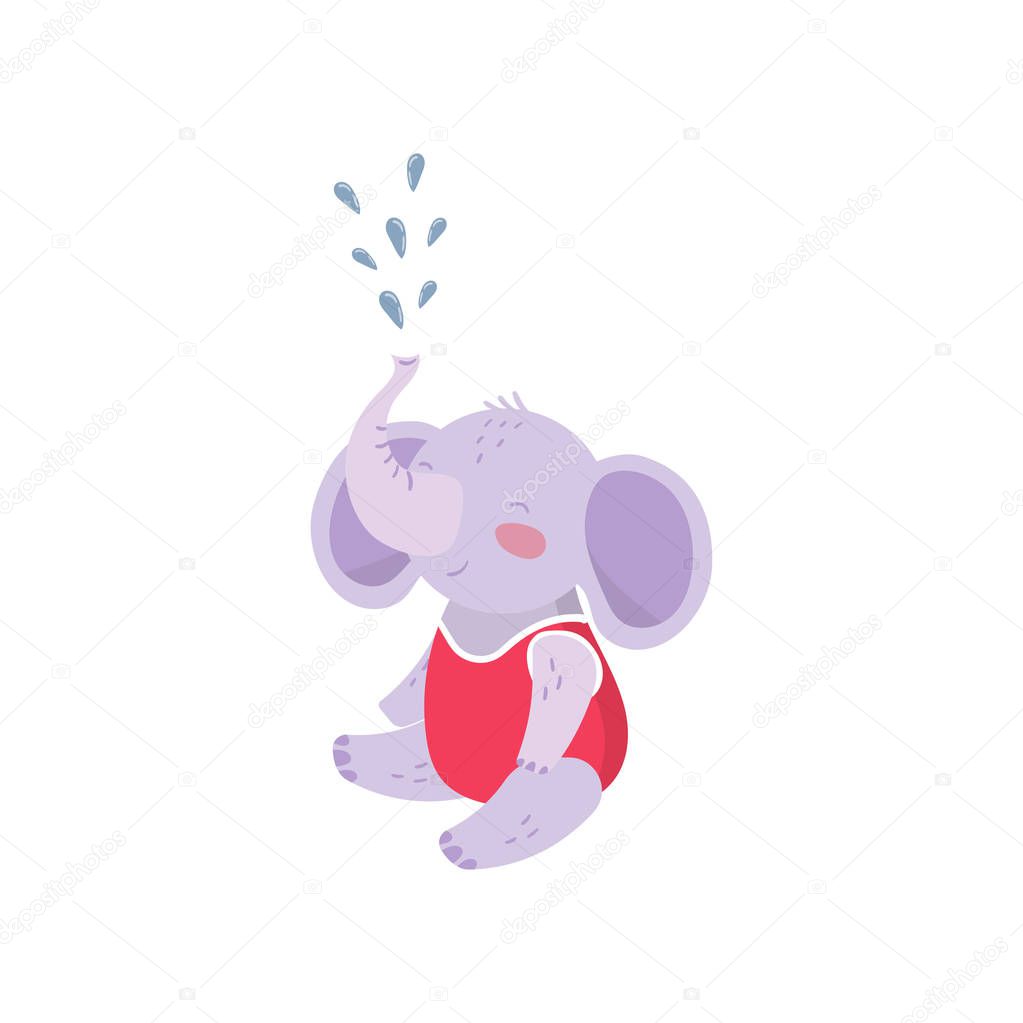 Download Cartoon baby elephant sitting and spraying water with his ...