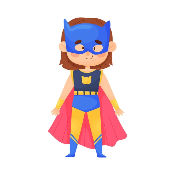 Sarı Giysili Küçük Çocuk Süper Kahraman Kostümü ve Magenta Pelerin