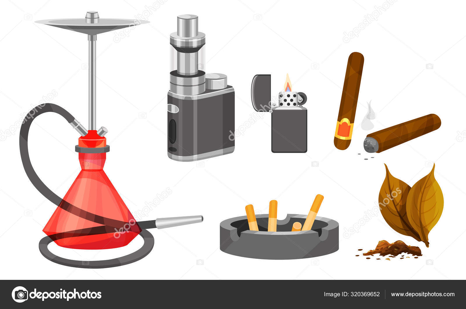 nevø vagt Hellere Tobacco Products and Smoking Accessories Vector Set Stock Vector Image by  ©Happypictures #320369652