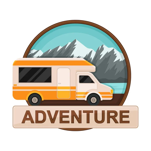 Adventure and Camping Vector Badge Isolated on White Background