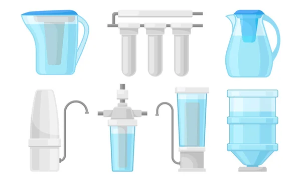 Portable Water Filters or Water Purifiers for Making Liquid Accessible for Drinking Vector Set — Stock Illustration Portable Water Filters or Water Purifiers for Making Liquid Accessible for Drinking Vector Set Stock Illustration