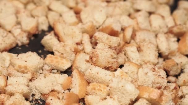 Dry bread making crackers close up — 비디오