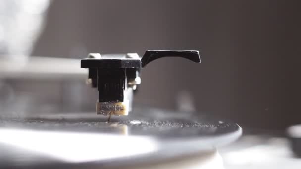 Close up image of old record player, retro filtered . selective focus. retro-style — Stock Video