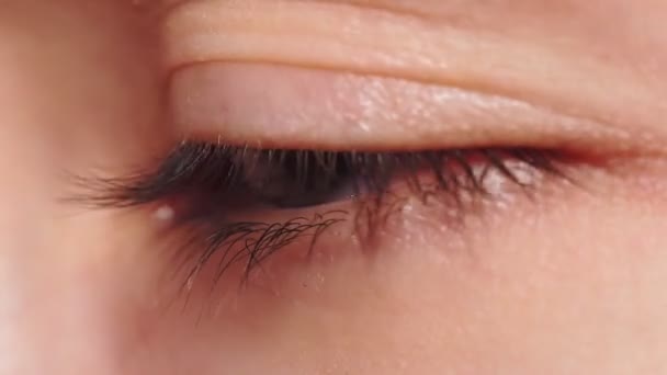 Meninas olho close-up macro. foco seletivo, macro extremo — Vídeo de Stock