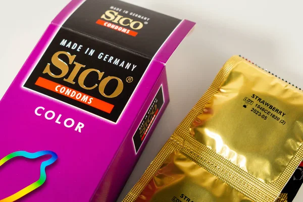 Tyumen Russia February 2020 Sico Condoms German Brand Contraception Close — Stockfoto