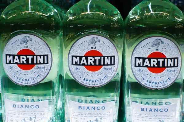 Tyumen Russia February 2020 Martini Bianco Close Bottle Sale Vermouth — Φωτογραφία Αρχείου