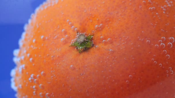 Fruits à mandarine, fond, dans l'eau, sous l'eau. fond, texture. mise au point sélective, gros plan — Video