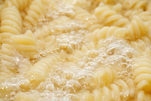 Cooked Fusilli Pasta Close Selective Focus Cooking Pasta — Stock Photo, Image