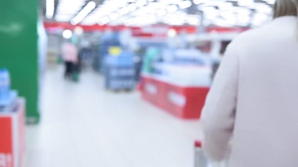 Corredor Blur de supermercado, mercearia ou armazém para pano de fundo . — Vídeo de Stock