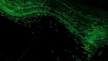 Siyah arkaplan stok videosundaki yeşil parçacıklar ve eğriler harika bir video. Bu 1920x1080 (HD) video klibi herhangi bir projede arka plan olarak kullanılabilir. Bu görüntüler bir sonraki kurgunda, projende ya da filminde harika görünecek..