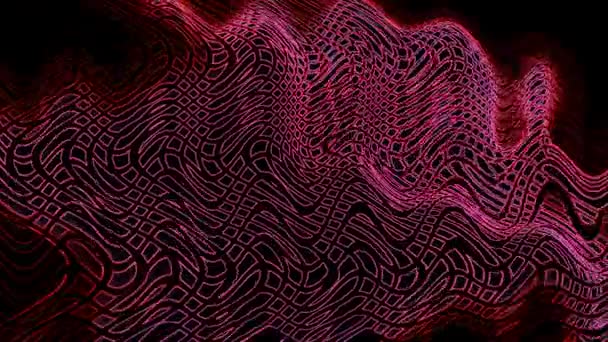 Red Pink Abstraction Crooked Cells Black Background Stock Video Great — Stock Video