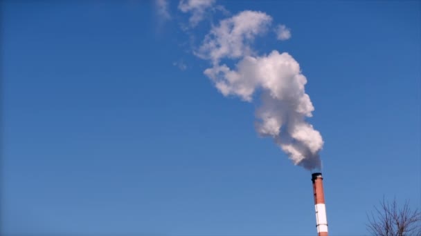 Obrovský kouř nad městem. Znečišťující továrny při západu slunce. Pojem znečištění životního prostředí, katastrofa, otrava kouřem, emise škodlivých látek do ovzduší. — Stock video