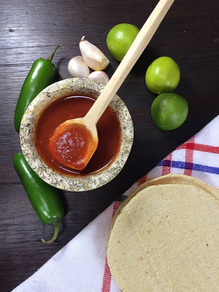 Salsa Roja Comida Mexicana Comida Picante — Foto de Stock