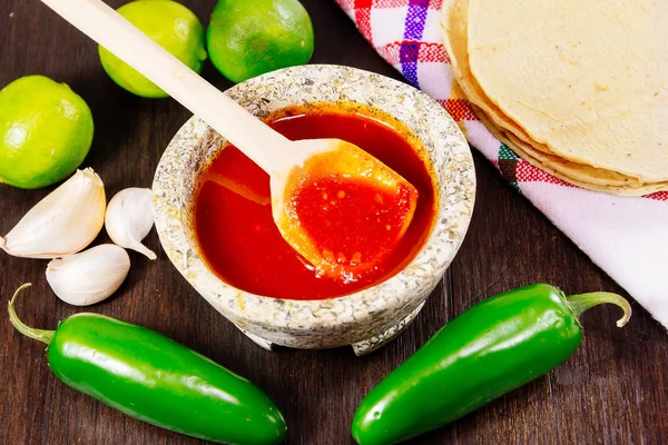 Salsa roja comida mexicana — Foto de Stock