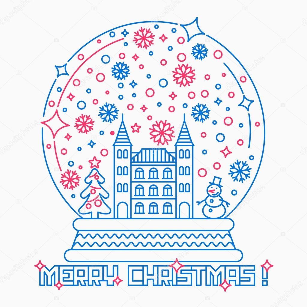 Christmas snow globe vector illustration.