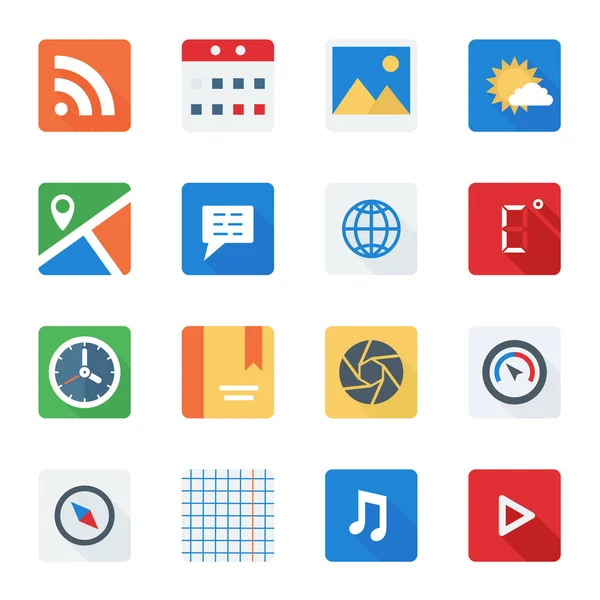 Fundamentele platte icon set voor web en mobiele toepassing — Stockvector