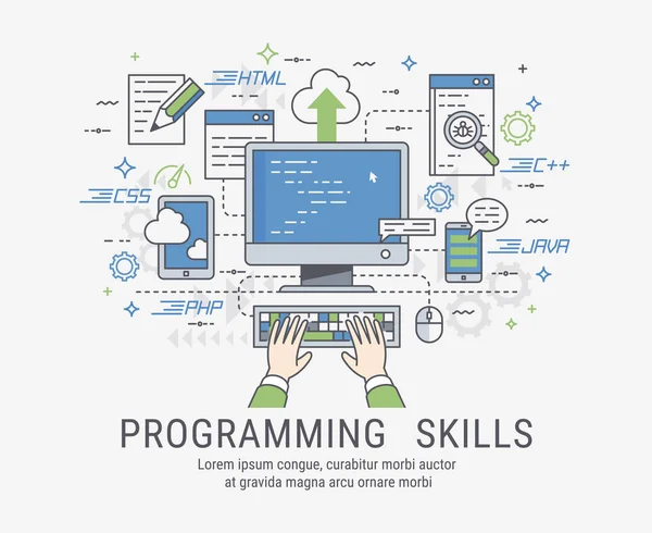 Programmering vaardigheden vector illustratie voor het web — Stockvector