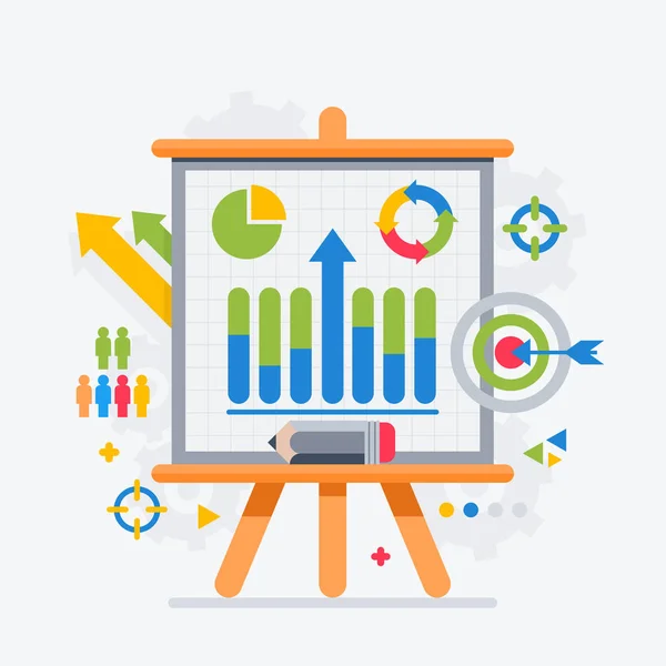 Dirigir gráficos analíticos en las presentaciones del tablero — Vector de stock