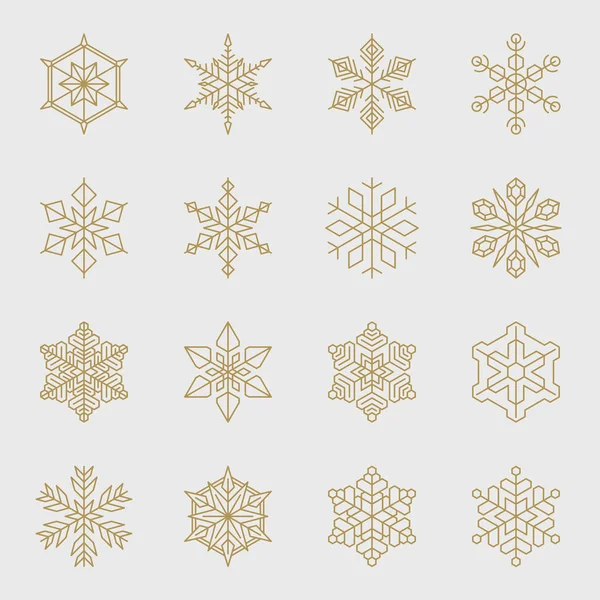 Минимальные золотые снежинки — стоковый вектор