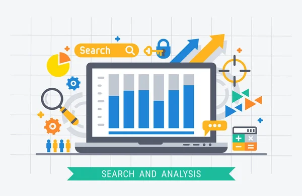 Suche und Analyse — Stockvektor