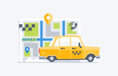 Araba taksi harita arka plan üzerinde