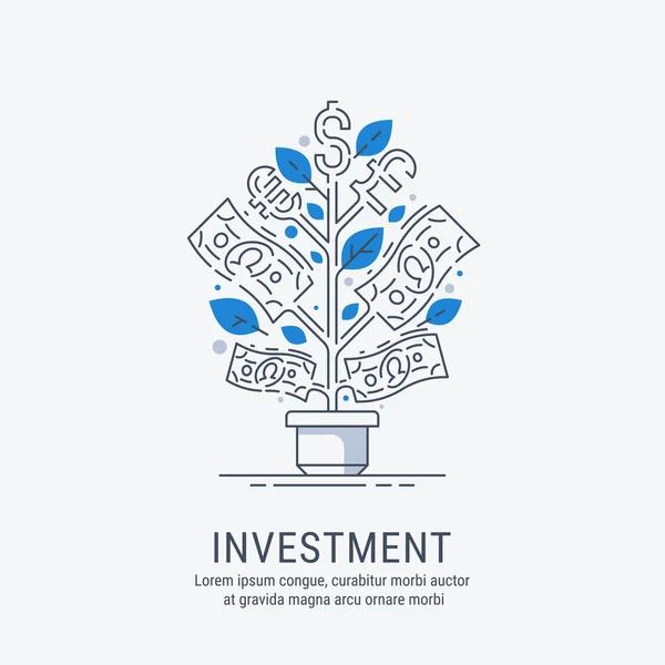 Inversión financiera con árbol de dinero — Vector de stock