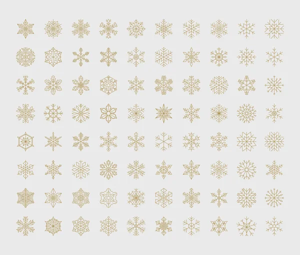 Gran conjunto de copos de nieve geométricos vectoriales — Archivo Imágenes Vectoriales