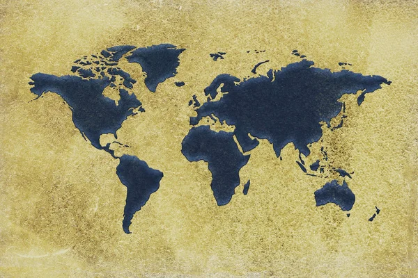 Silhouette Map of the world on vintage paper — Stock Photo, Image