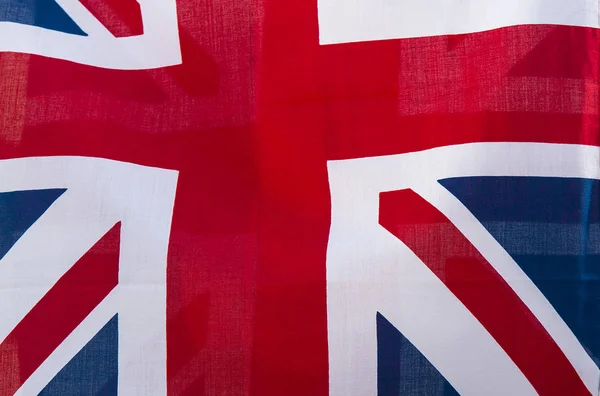 Detalle de primer plano de la bandera del Reino Unido, bandera de la tela de Inglaterra — Foto de Stock