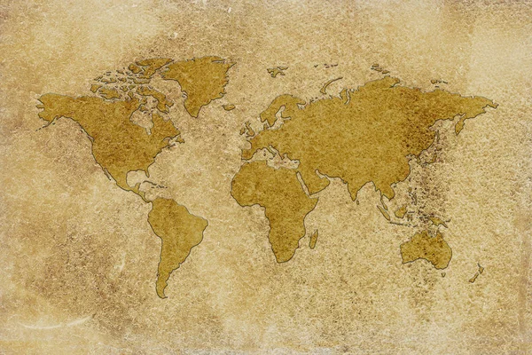 Silhouette Map of the world on vintage paper — Stock Photo, Image