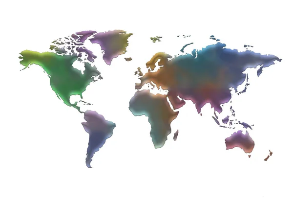 Mapa colorido do mundo sobre fundo branco — Fotografia de Stock